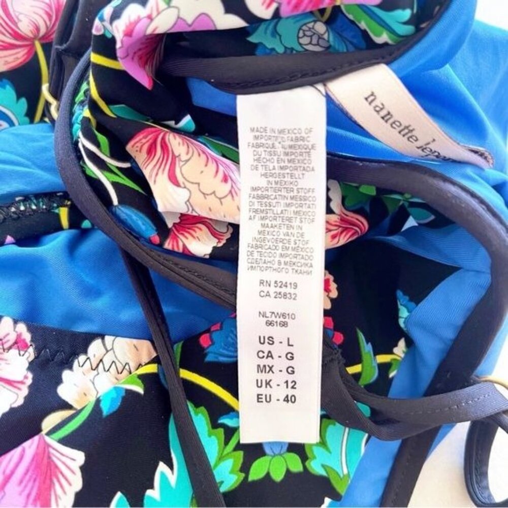 Nanette Lepore Damask Floral Print Goddess 1 Piece Mio Swimsuit Size Large - Picture 9 of 10